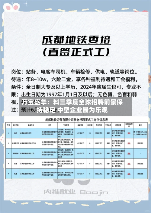 万宝盛华：料三季度全球招聘前景保持稳定 中型企业最为乐观