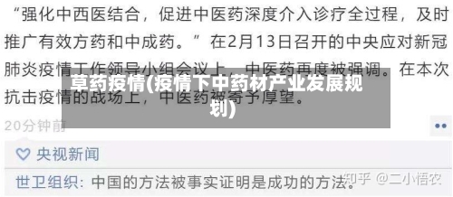 草药疫情(疫情下中药材产业发展规划)