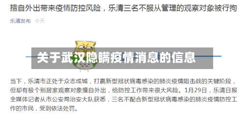 关于武汉隐瞒疫情消息的信息-第2张图片