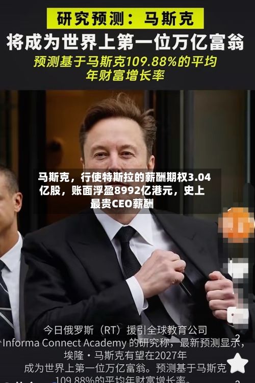 马斯克，行使特斯拉的薪酬期权3.04亿股，账面浮盈8992亿港元	，史上最贵CEO薪酬-第2张图片