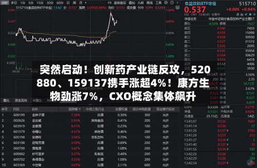 突然启动！创新药产业链反攻，520880、159137携手涨超4%！康方生物劲涨7%，CXO概念集体飙升