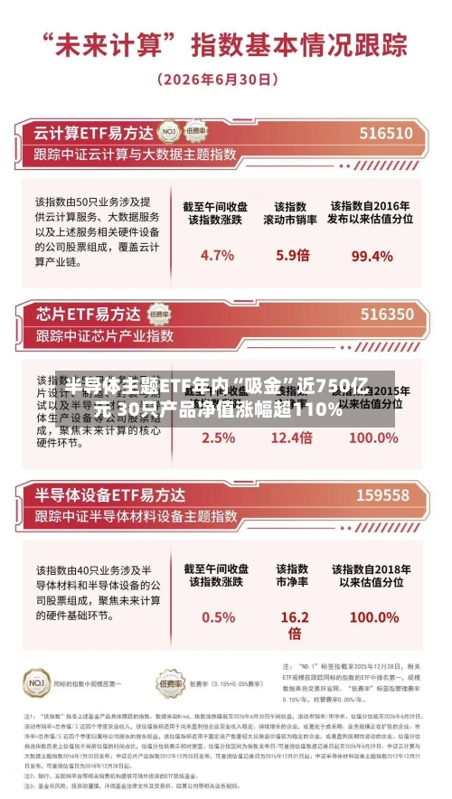 半导体主题ETF年内“吸金”近750亿元 30只产品净值涨幅超110%-第2张图片