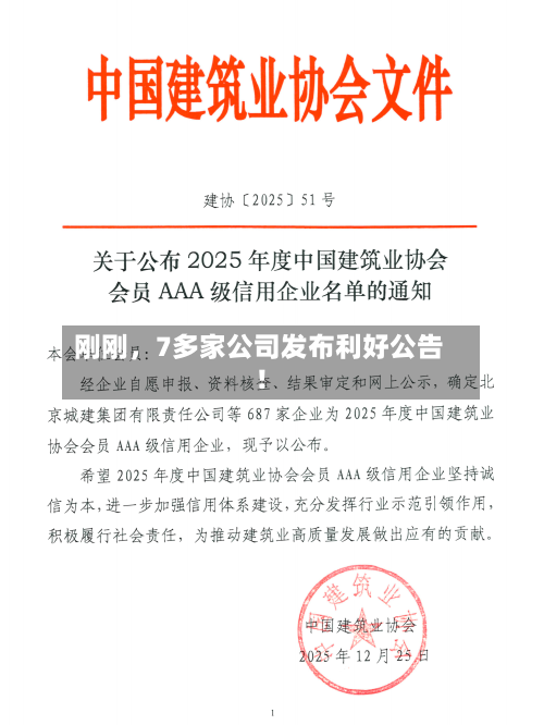 刚刚	，7多家公司发布利好公告！-第2张图片