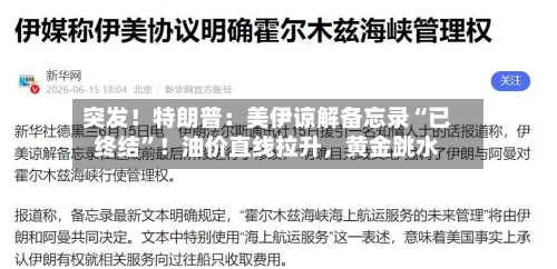 突发！特朗普：美伊谅解备忘录“已终结”！油价直线拉升，黄金跳水-第3张图片