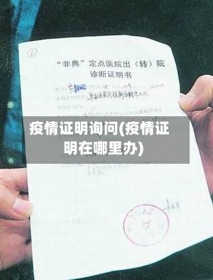 疫情证明询问(疫情证明在哪里办)