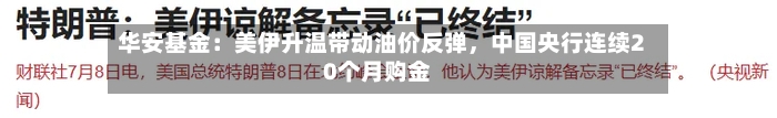 华安基金：美伊升温带动油价反弹	，中国央行连续20个月购金-第3张图片