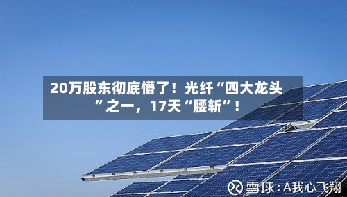 20万股东彻底懵了！光纤“四大龙头	”之一，17天“腰斩”！-第3张图片