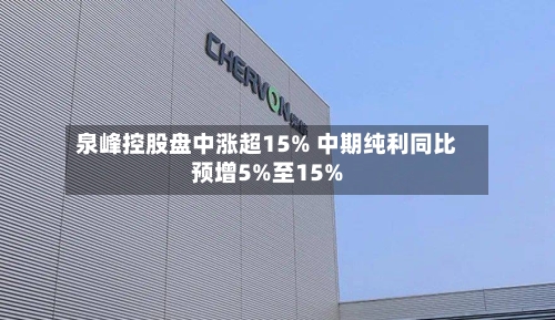 泉峰控股盘中涨超15% 中期纯利同比预增5%至15%