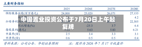 中国置业投资公布于7月20日上午起复牌-第2张图片