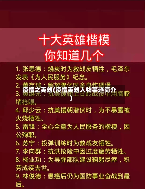 疫情之英雄(疫情英雄人物事迹简介)-第2张图片
