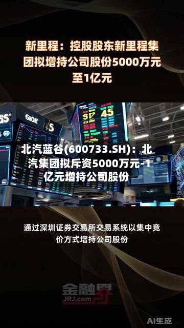北汽蓝谷(600733.SH)：北汽集团拟斥资5000万元-1亿元增持公司股份