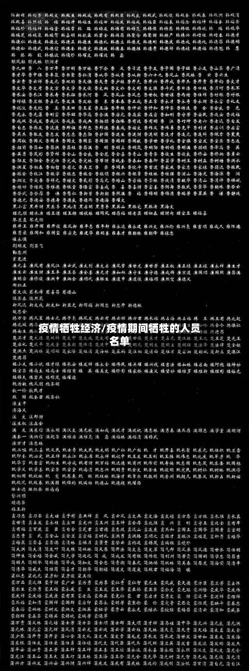疫情牺牲经济/疫情期间牺牲的人员名单