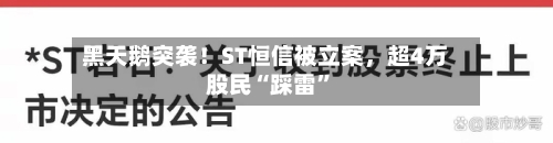 黑天鹅突袭！ST恒信被立案，超4万股民“踩雷”-第3张图片