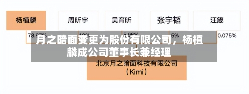 月之暗面变更为股份有限公司	，杨植麟成公司董事长兼经理-第2张图片