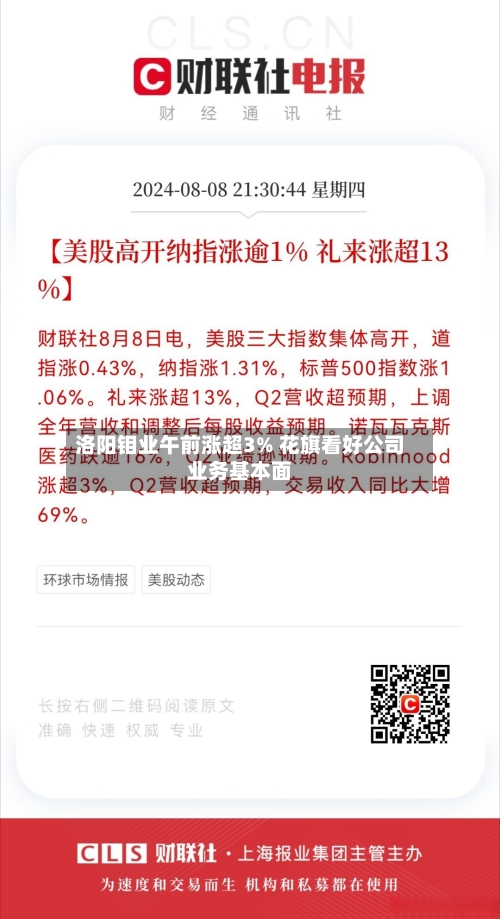 洛阳钼业午前涨超3% 花旗看好公司业务基本面