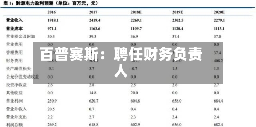 百普赛斯：聘任财务负责人