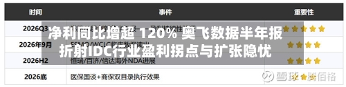 净利同比增超 120% 奥飞数据半年报折射IDC行业盈利拐点与扩张隐忧-第2张图片