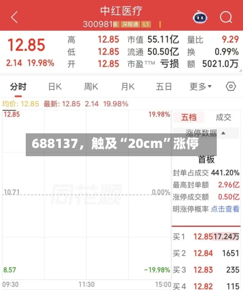 688137，触及“20cm”涨停
