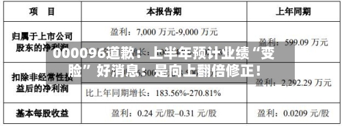 000096道歉：上半年预计业绩“变脸” 好消息：是向上翻倍修正！-第2张图片