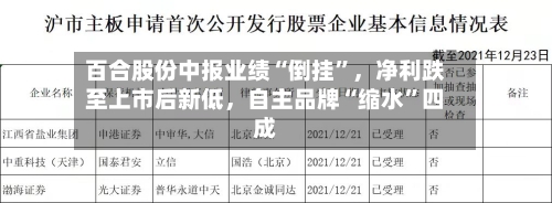 百合股份中报业绩“倒挂”，净利跌至上市后新低，自主品牌“缩水”四成