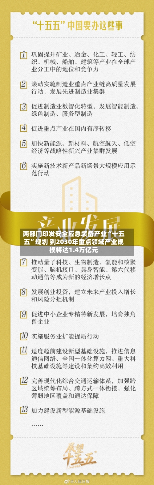 两部门印发安全应急装备产业“十五五”规划 到2030年重点领域产业规模将达1.4万亿元-第2张图片