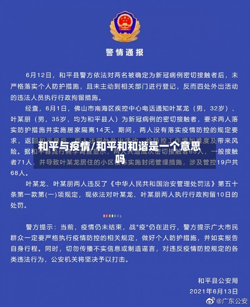 和平与疫情/和平和和谐是一个意思吗