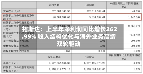 拓斯达:上半年净利润同比增长262.99% 收入结构优化与海外业务高增双轮驱动-第3张图片