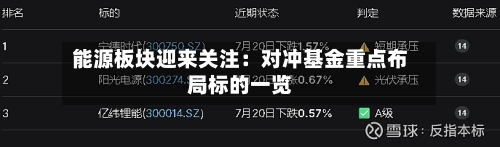 能源板块迎来关注：对冲基金重点布局标的一览