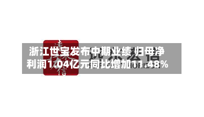 浙江世宝发布中期业绩 归母净利润1.04亿元同比增加11.48%